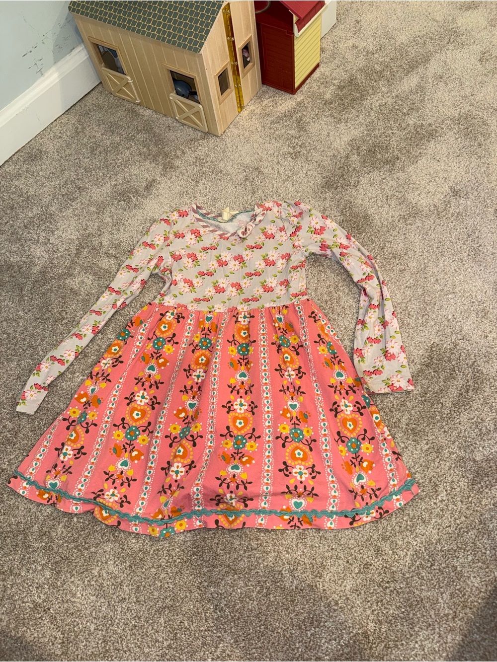 Matilda Jane Pink Floral Mixed-Print Long Sleeve Dress